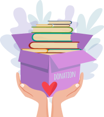 Hands holding a box of books