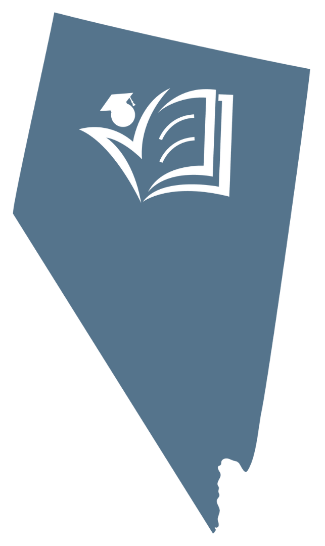 Blue State of Nevada outline with SOCIAL INNOVATIONS AND PERSONAL DEVELOPMENT z.s.